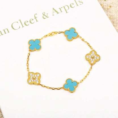 CLOVER 5 MOTIF TURQUOISE BRACELET COLLECTION
