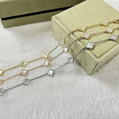 CLOVER 6 MOTIF WHITE MOP BRACELET