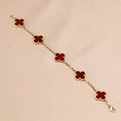 CLOVER 5 MOTIF RED CORNELIAN BRACELET COLLECTION