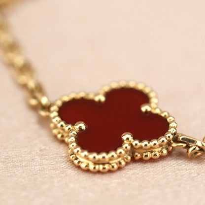CLOVER 5 MOTIF RED CORNELIAN BRACELET COLLECTION