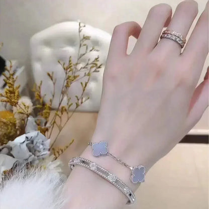 CLOVER 5 MOTIF PURPLE CHALCEDONY BRACELET COLLECTION