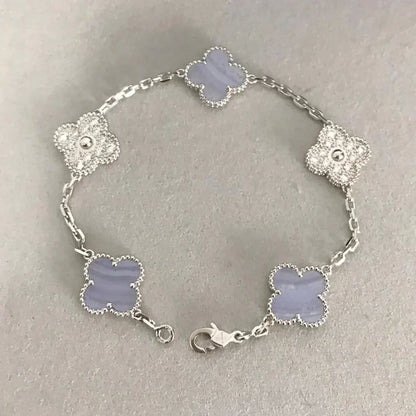CLOVER 5 MOTIF PURPLE CHALCEDONY BRACELET COLLECTION