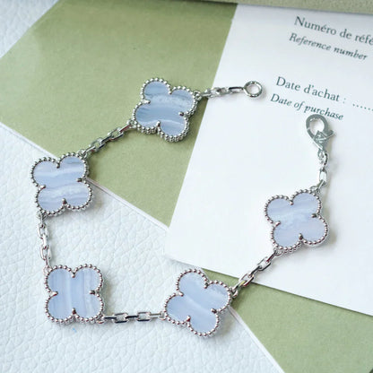 CLOVER 5 MOTIF PURPLE CHALCEDONY BRACELET COLLECTION