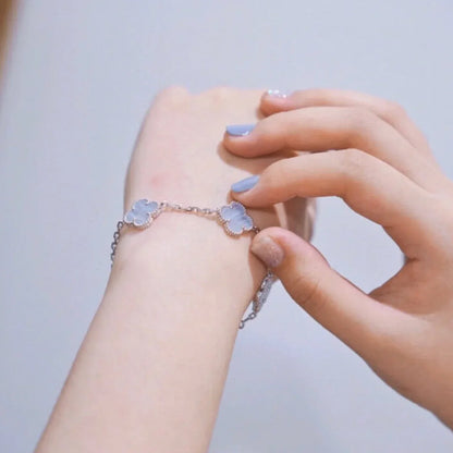 CLOVER 5 MOTIF PURPLE CHALCEDONY BRACELET COLLECTION