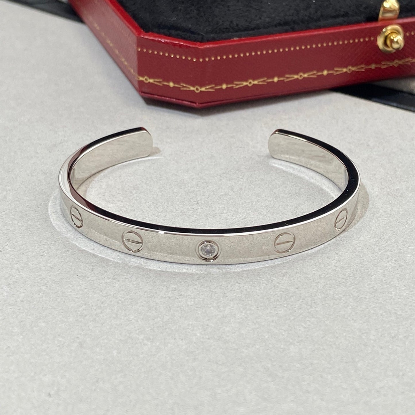 LOVE BRACELET 6.1MM 1 DIAMOND OPEN CUFF