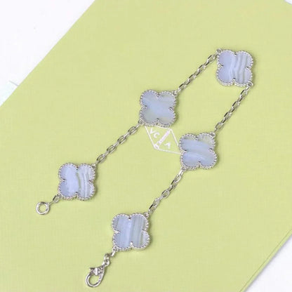 CLOVER 5 MOTIF PURPLE CHALCEDONY BRACELET COLLECTION
