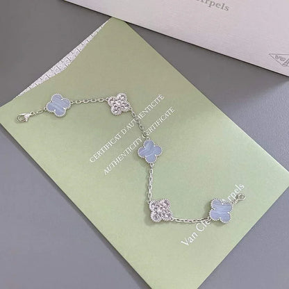 CLOVER 5 MOTIF PURPLE CHALCEDONY BRACELET COLLECTION