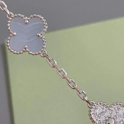 CLOVER 5 MOTIF PURPLE CHALCEDONY BRACELET COLLECTION