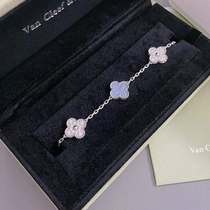 CLOVER 5 MOTIF PURPLE CHALCEDONY BRACELET COLLECTION