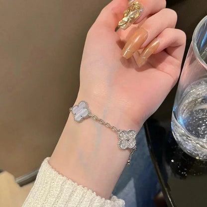 CLOVER 5 MOTIF PURPLE CHALCEDONY BRACELET COLLECTION