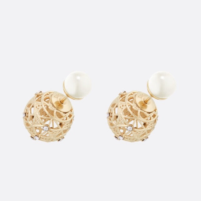 Boucles d'oreilles CD TRIBALES PERLES OR DIAMANTS