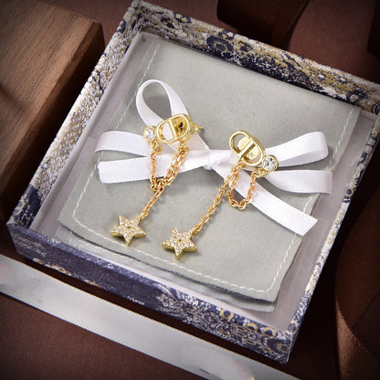 BOUCLES D'OREILLES PETIT CD STAR OR DIAMANT