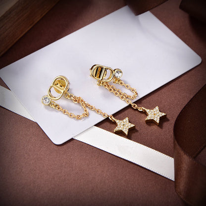 BOUCLES D'OREILLES PETIT CD STAR OR DIAMANT