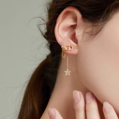 BOUCLES D'OREILLES PETIT CD STAR OR DIAMANT