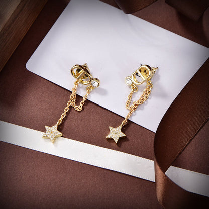 BOUCLES D'OREILLES PETIT CD STAR OR DIAMANT