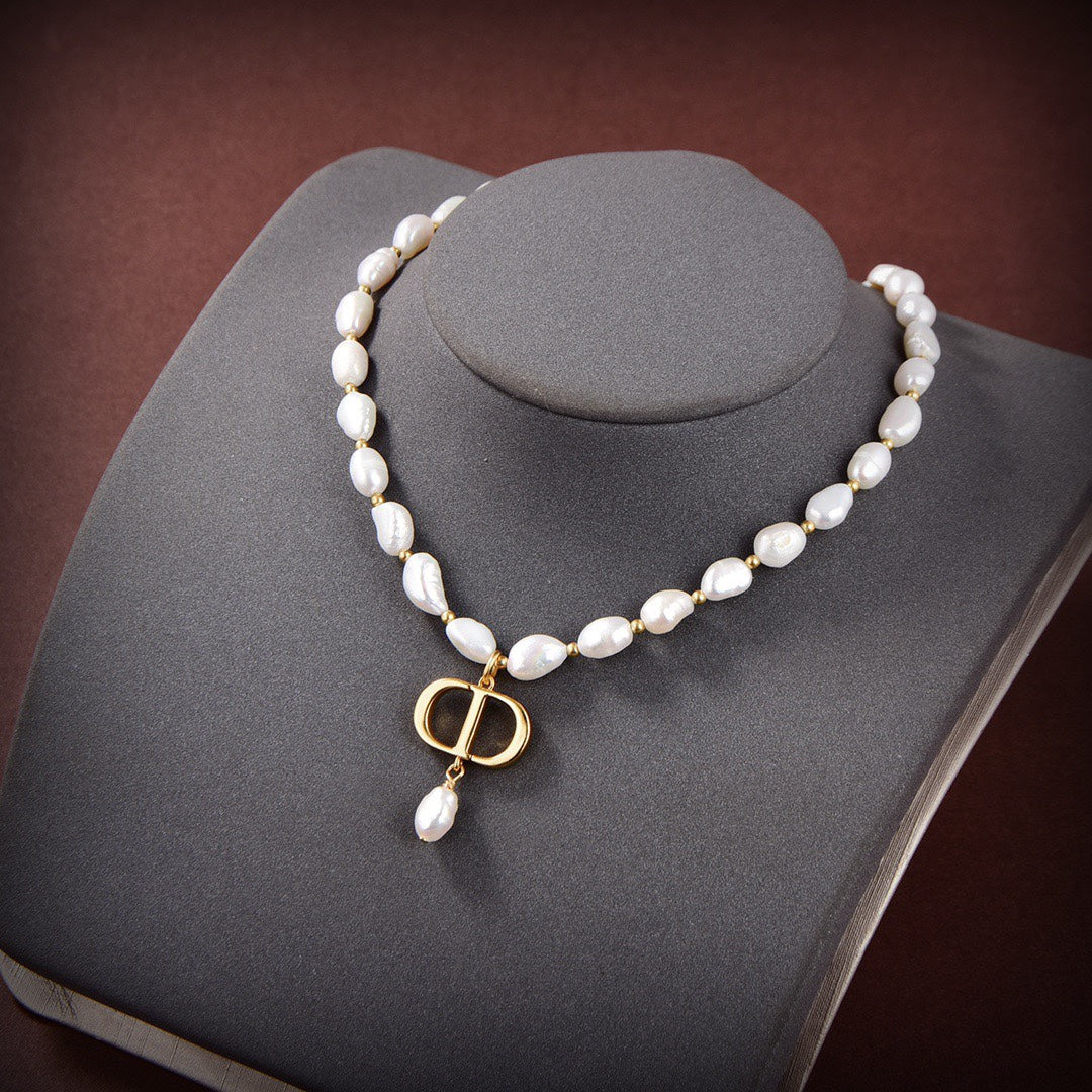 Collier CD en or et perles