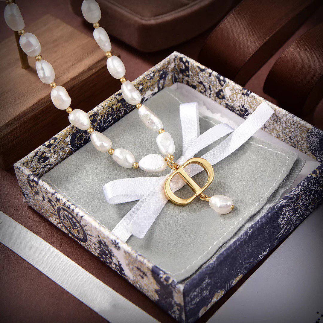 Collier CD en or et perles