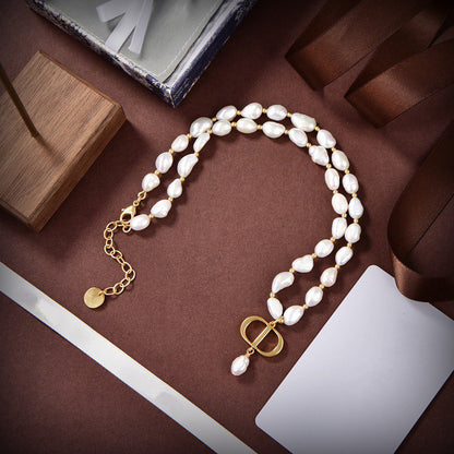 Collier CD en or et perles