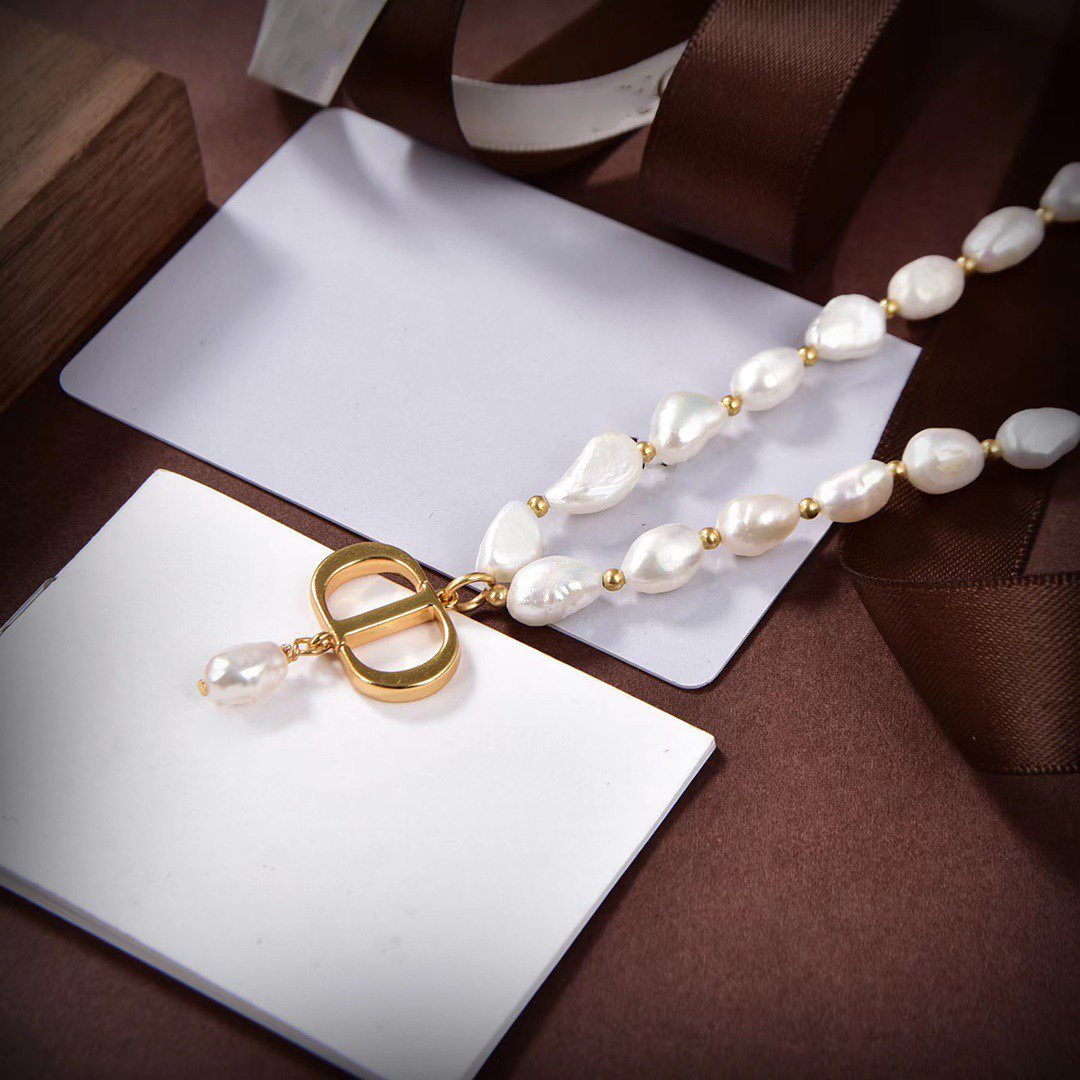 Collier CD en or et perles