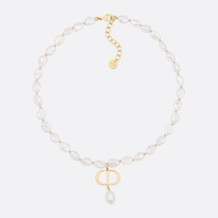 Collier CD en or et perles