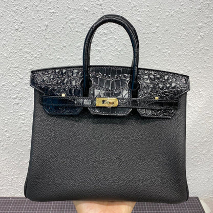 HM バーキン 25cm ブラック クロコダイル＆トゴレザー ゴールド金具