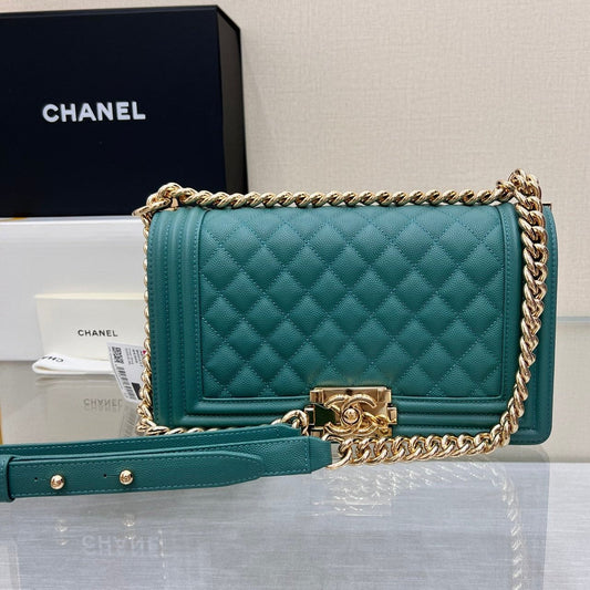 SAC GARÇON MOYEN 25 EVERGREEN CAVIAR QUINCAILLERIE OR
