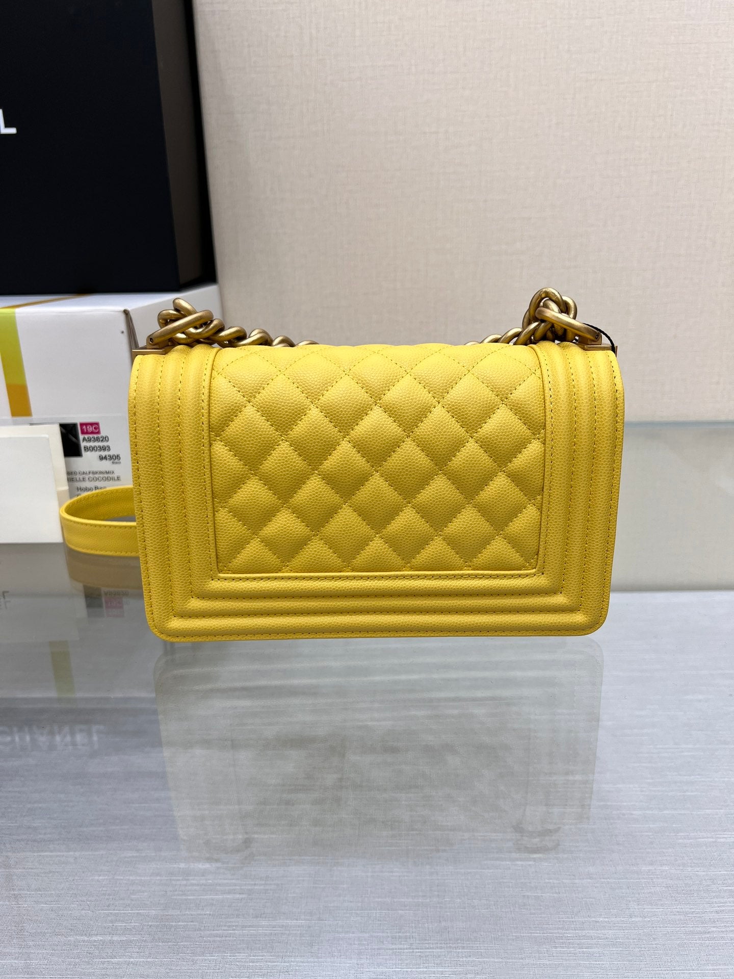 ボーイズバッグ スモール 20 イエローキャビア ゴールド金具
