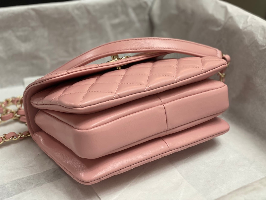 CC TRENDY 20CM CUIR D'AGNEAU ROSE QUINCAILLERIE DORÉ