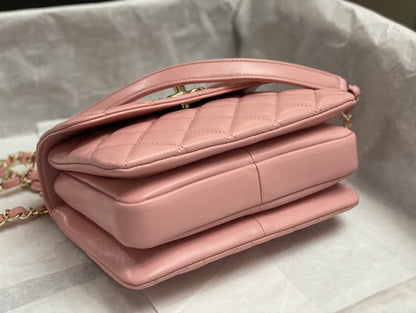 CC TRENDY 20CM CUIR D'AGNEAU ROSE QUINCAILLERIE DORÉ