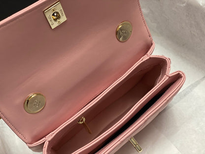 CC TRENDY 20CM CUIR D'AGNEAU ROSE QUINCAILLERIE DORÉ