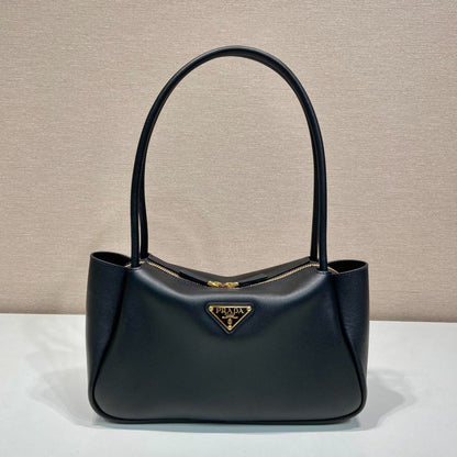Grand sac à main en cuir de veau noir PRA 28 