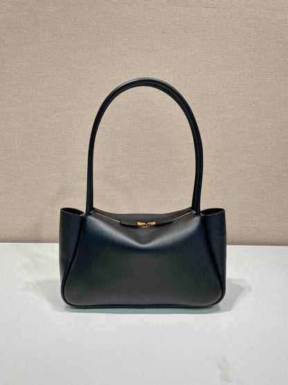 Grand sac à main en cuir de veau noir PRA 28 