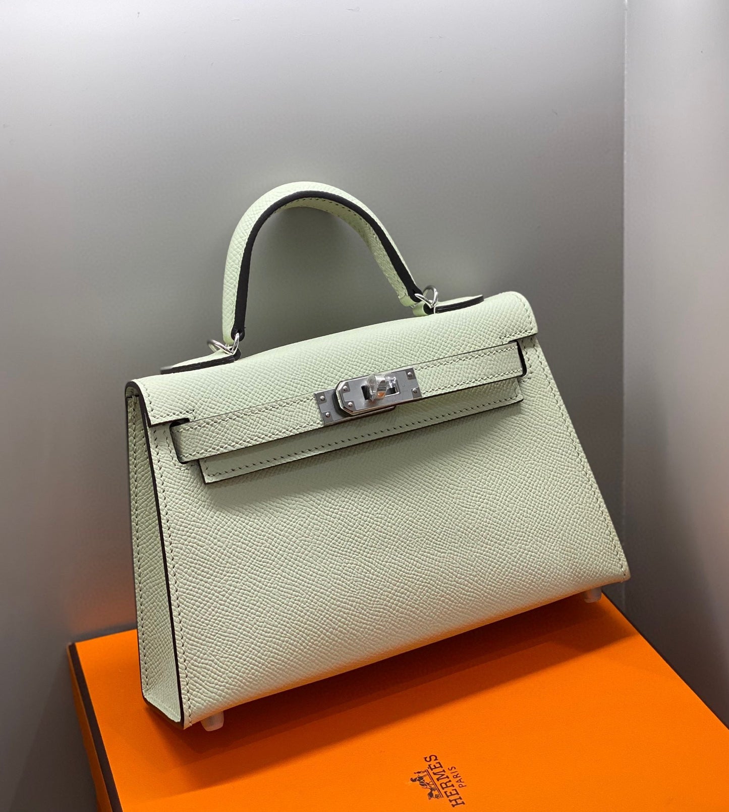 HM KELLY MINI 20 SEAFOAM EPSOM QUINCAILLERIE ARGENTÉE