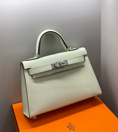 HM KELLY MINI 20 SEAFOAM EPSOM QUINCAILLERIE ARGENTÉE