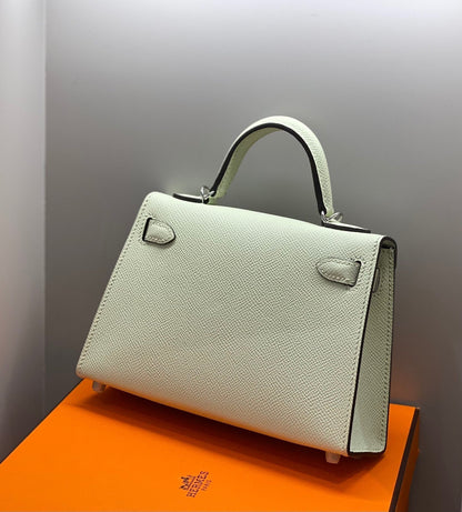 HM KELLY MINI 20 SEAFOAM EPSOM QUINCAILLERIE ARGENTÉE
