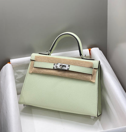 HM KELLY MINI 20 SEAFOAM EPSOM QUINCAILLERIE ARGENTÉE