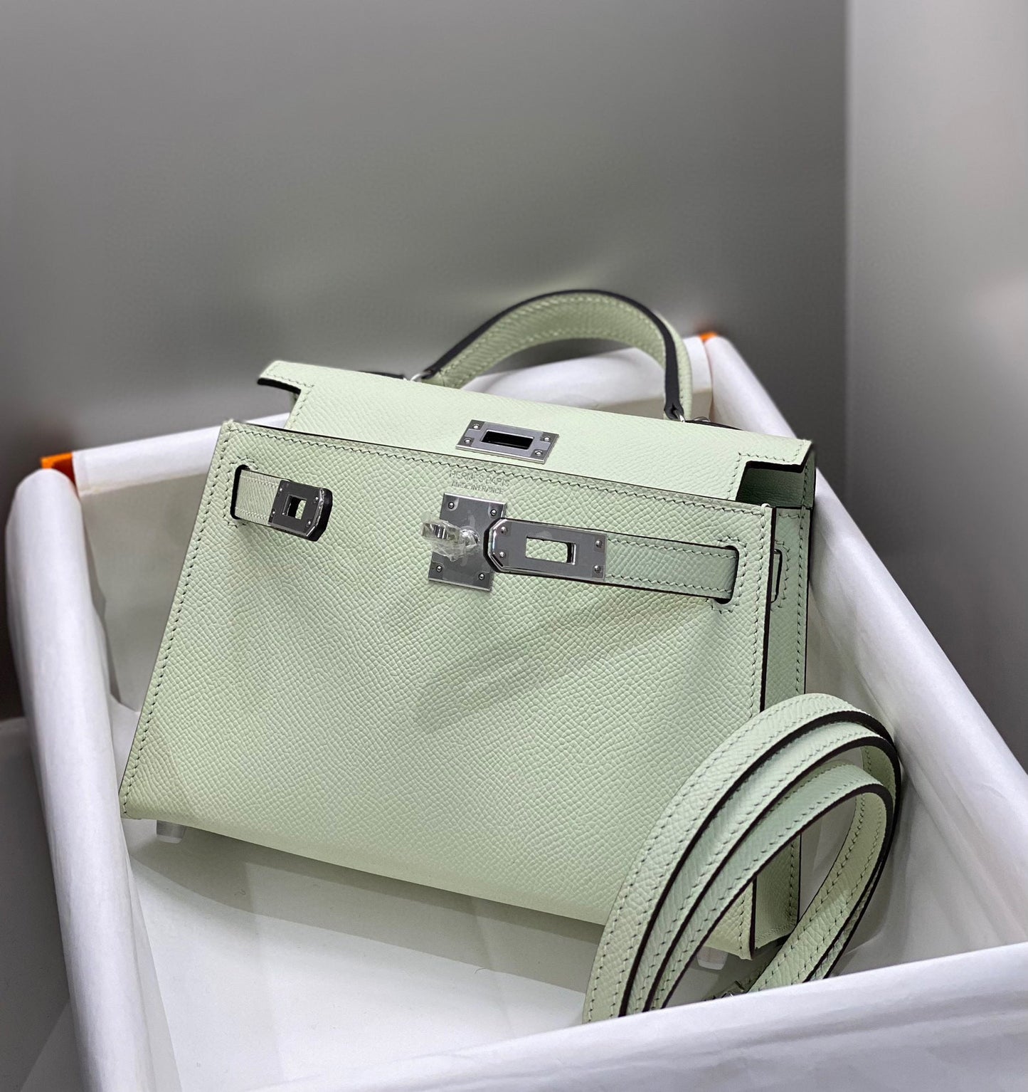 HM KELLY MINI 20 SEAFOAM EPSOM QUINCAILLERIE ARGENTÉE