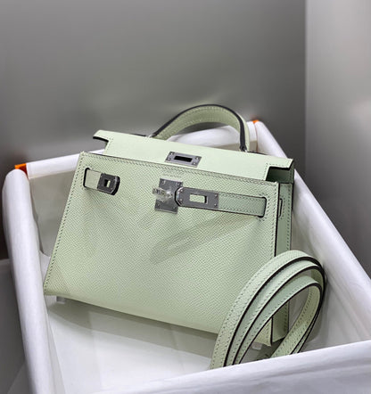 HM KELLY MINI 20 SEAFOAM EPSOM QUINCAILLERIE ARGENTÉE