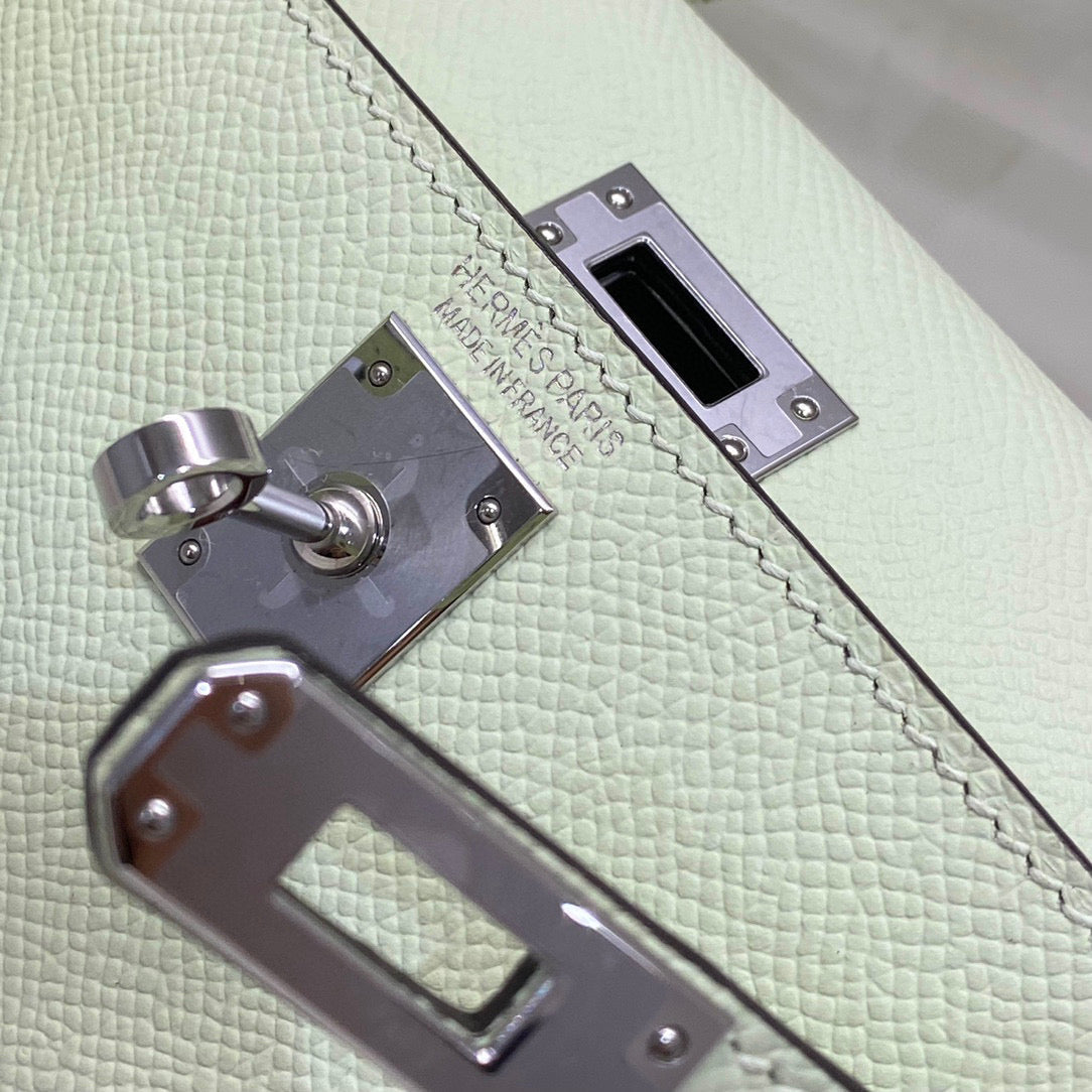 HM KELLY MINI 20 SEAFOAM EPSOM QUINCAILLERIE ARGENTÉE
