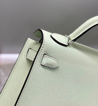 HM KELLY MINI 20 SEAFOAM EPSOM QUINCAILLERIE ARGENTÉE