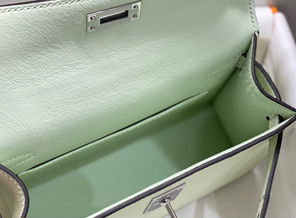 HM KELLY MINI 20 SEAFOAM EPSOM QUINCAILLERIE ARGENTÉE