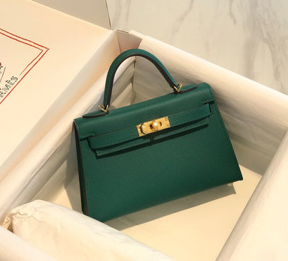 HM KELLY MINI 20 EPSOM VERT QUINCAILLERIE OR