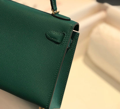 HM KELLY MINI 20 EPSOM VERT QUINCAILLERIE OR