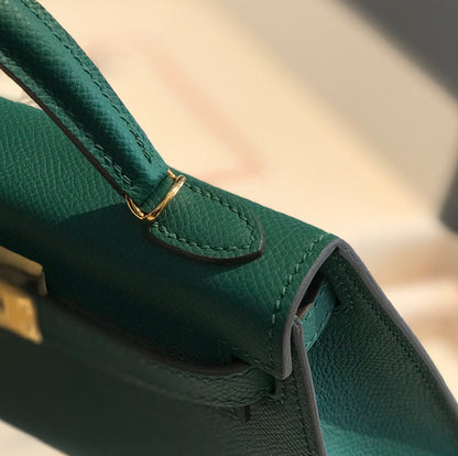 HM KELLY MINI 20 EPSOM VERT QUINCAILLERIE OR