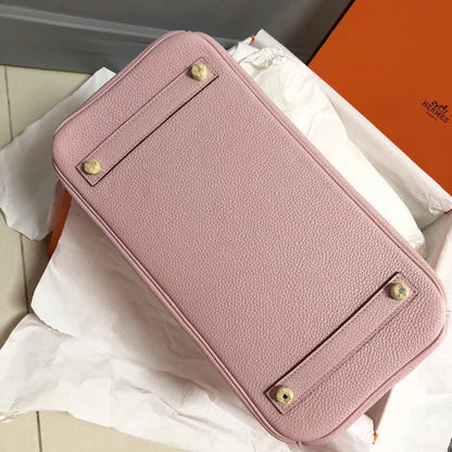 Sac HM Birkin 30 cm en cuir Togo rose et accessoires dorés