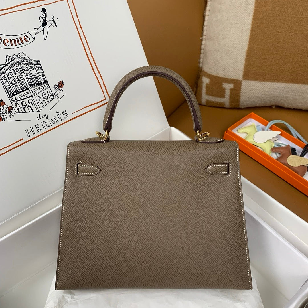 HM KELLY 28CM ÉTOUPE EPSOM QUINCAILLERIE DORÉ