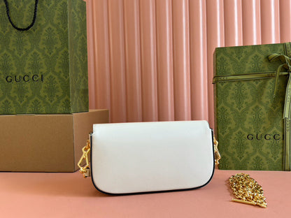 GGホースビット 1955 24cm スモールショルダーバッグ ホワイトカーフスキン