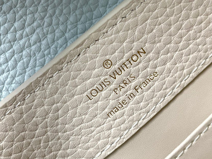 CAPUCINES MINI 21 CREAM CLOUD BLUE TAURILLON GOLD  HARDWARE