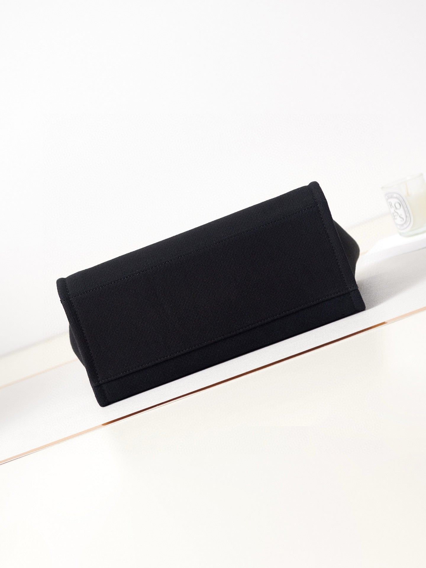 Petit cabas CC Deauville 33 cm en cuir de veau noir et tissu mélangé