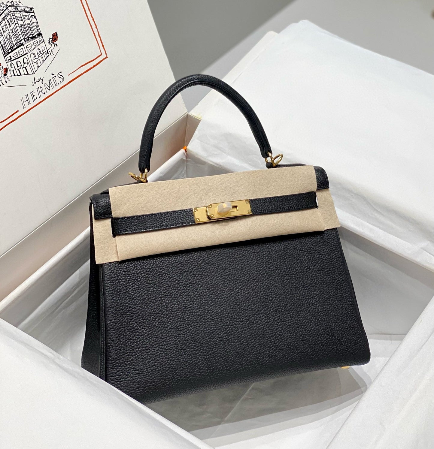 HM ケリー 25cm ブラック トーゴ ゴールド金具
